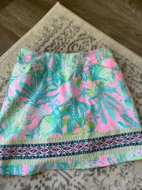 Lilly Pulitzer Pink with Aqua & Lime Tropical Mini Skirt